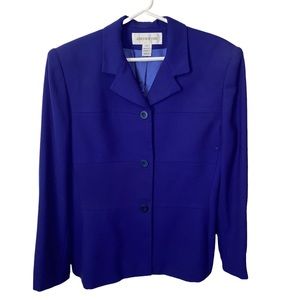 Jones New York Cobalt Blue Blazer Size 14 100% Wool
